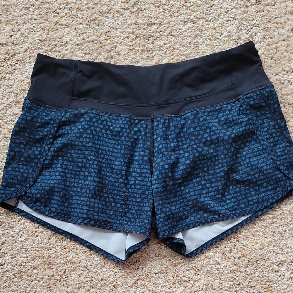 Lululemon Athletica Speed Up Black and Blue Athletic Shorts Size 4